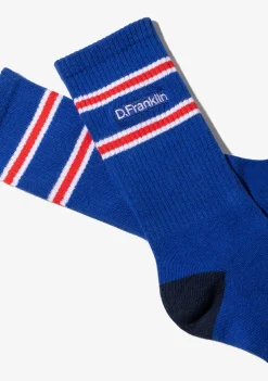 D.Franklin DF 6 Stripes Socks 2 Pack White-Blue|Herren Socken