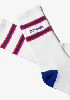 D.Franklin DF 6 Stripes Socks 2 Pack White-Blue|Herren Socken