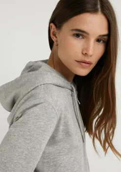 D.Franklin Embroidery Logo Zip Hoodie Grey|Damen Sweatshirts|Sweatshirts