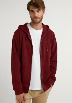 D.Franklin Embroidery Logo Zip Hoodie Burgundy|Herren Sweatshirts