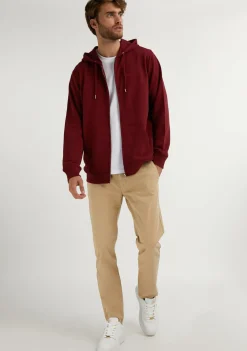 D.Franklin Embroidery Logo Zip Hoodie Burgundy|Herren Sweatshirts