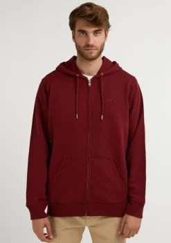 D.Franklin Embroidery Logo Zip Hoodie Burgundy|Herren Sweatshirts