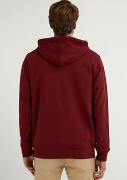 D.Franklin Embroidery Logo Zip Hoodie Burgundy|Herren Sweatshirts