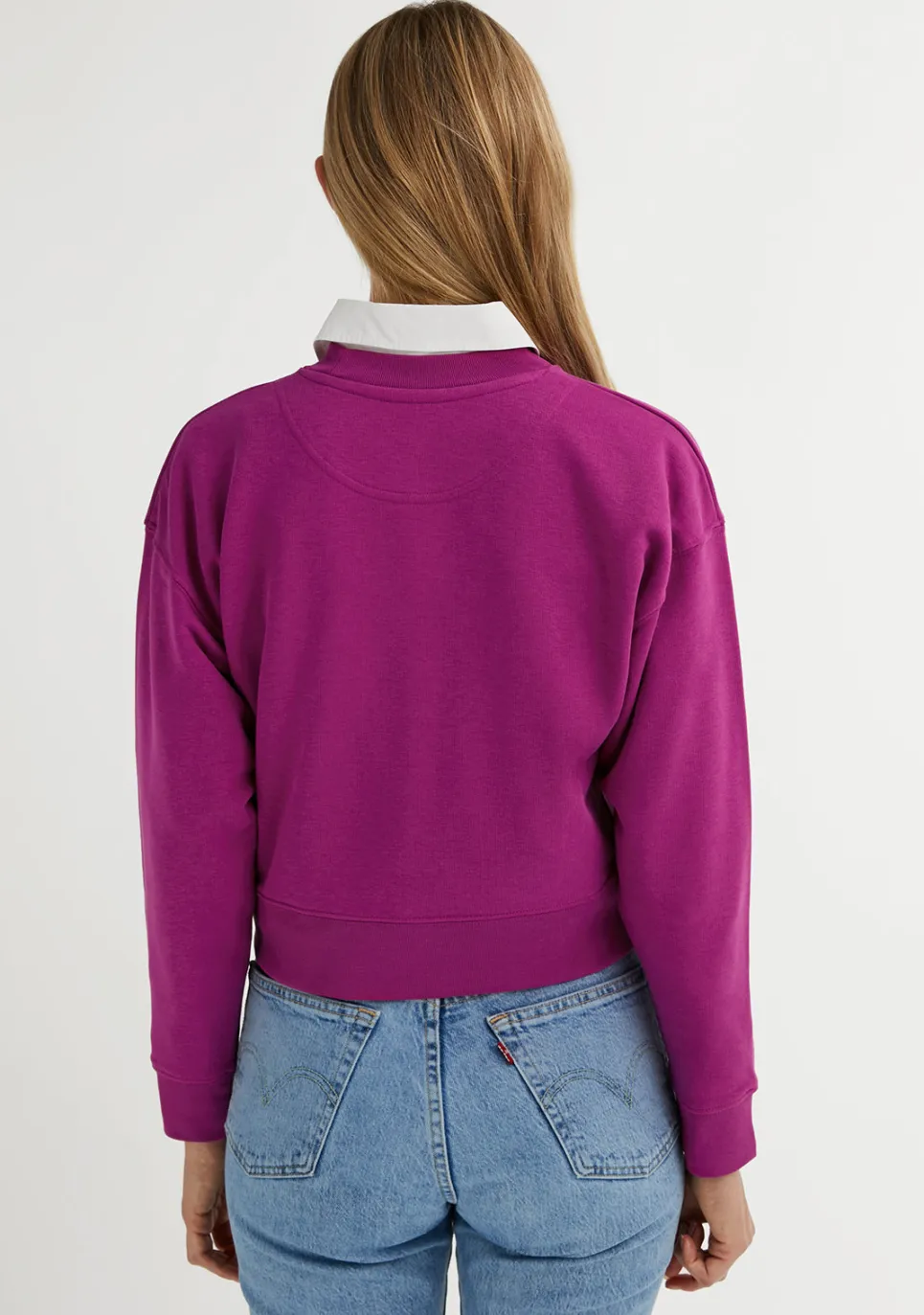 D.Franklin Embroidery Logo Cropped Crew Neck Sweatshirt / Orchid|Damen Sweatshirts