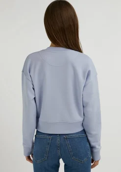 D.Franklin Embroidery Logo Cropped Crew Neck Sweatshirt / Serene Blue|Damen Sweatshirts