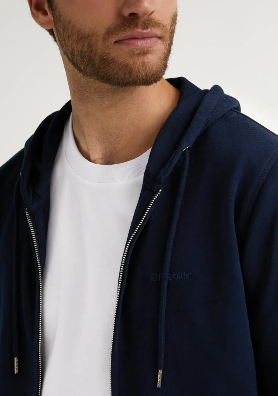 D.Franklin Embroidery Logo Zip Hoodie Navy|Herren Sweatshirts