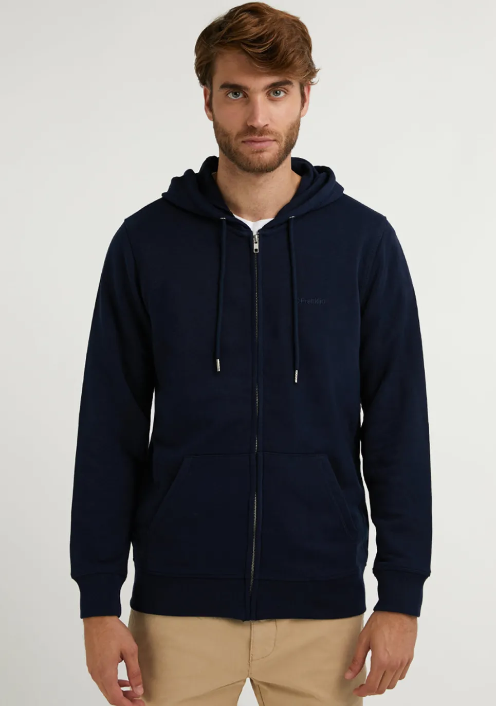 D.Franklin Embroidery Logo Zip Hoodie Navy|Herren Sweatshirts