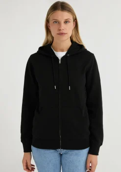 D.Franklin Embroidery Logo Zip Hoodie Black|Damen Sweatshirts|Sweatshirts