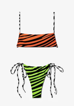 D.Franklin Fiji Top Zebra Orange + Samoa Bottom Zebra Lime Bikini|Damen Bikinis Und Einteiler
