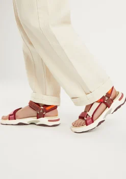 D.Franklin Flame Sandal Strips Burgundy|Damen Sandalen