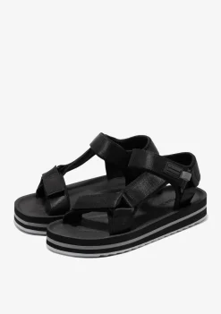 D.Franklin Forest High Strips Full Black|Damen Sandalen