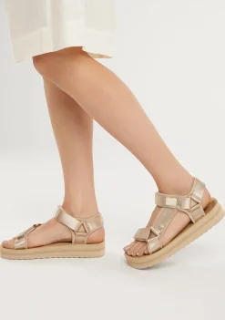 D.Franklin Forest High Strips Gold|Damen Sandalen
