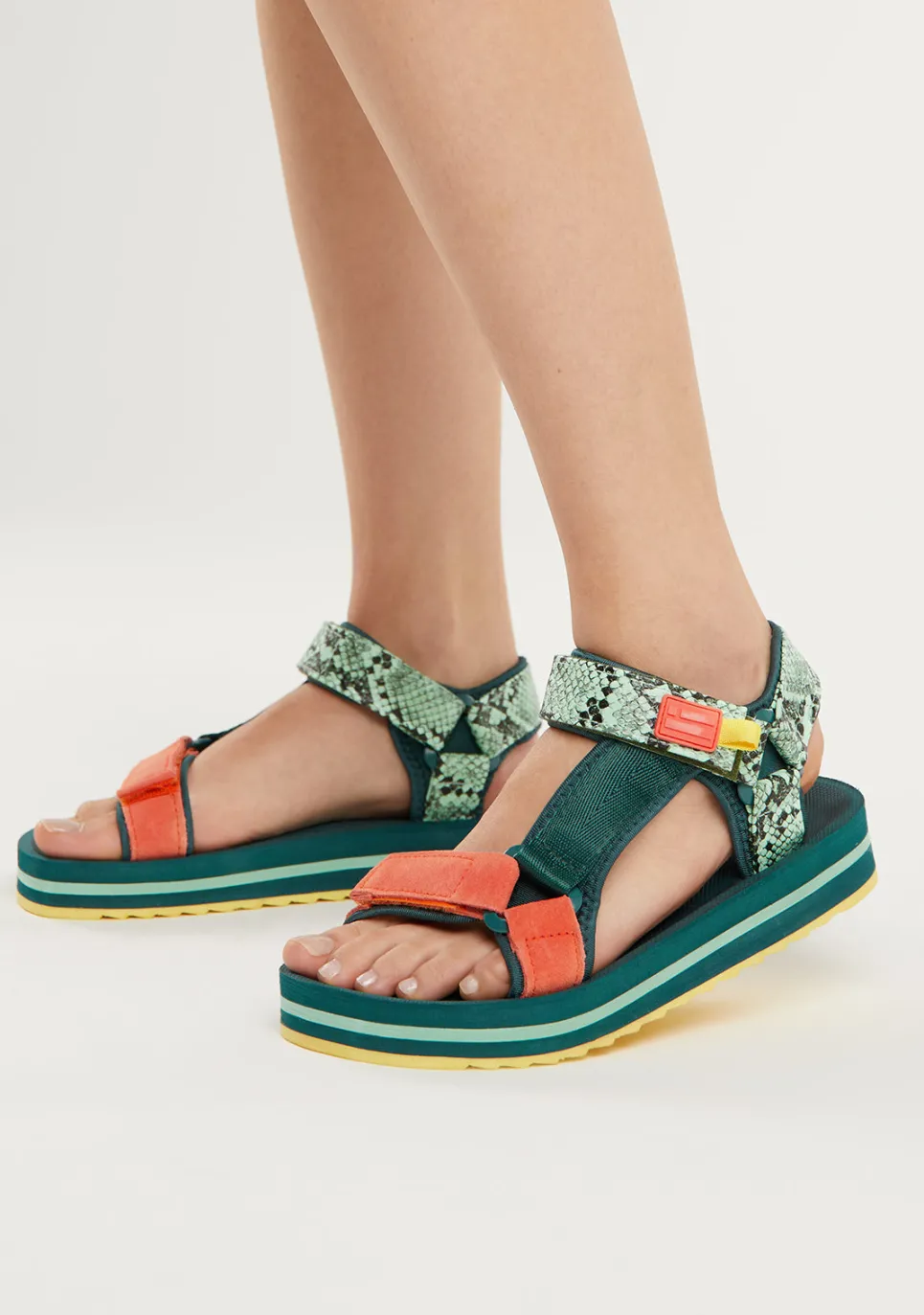 D.Franklin Forest High Strips Green|Damen Sandalen