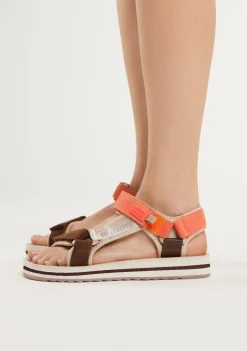 D.Franklin Forest High Strips Orange|Damen Sandalen
