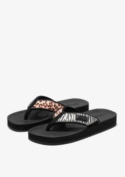 D.Franklin Forest Neo Slides Animal Print Black|Damen Sandalen