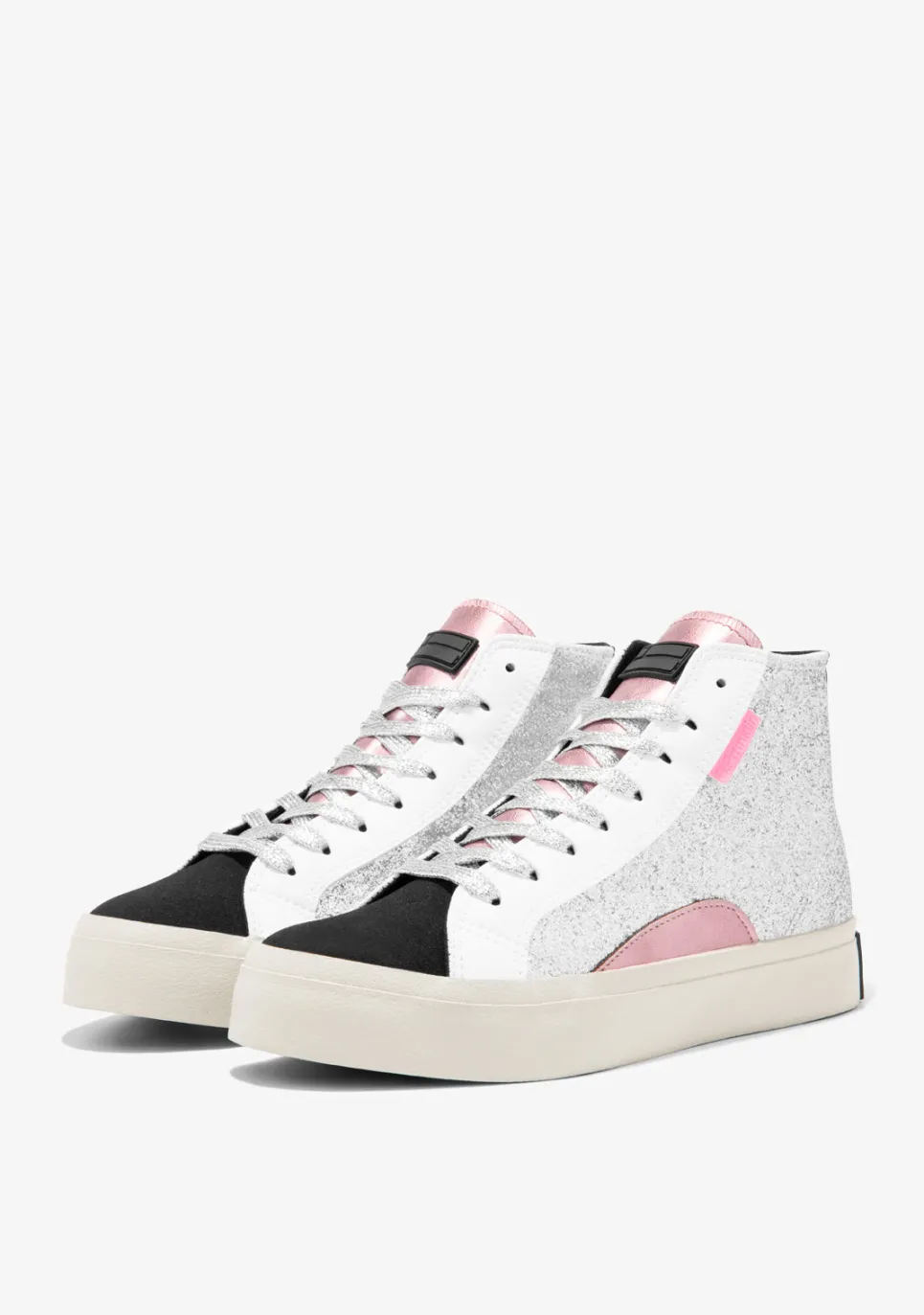 D.Franklin Half Moon High Glitter Silver|Damen Sneakers