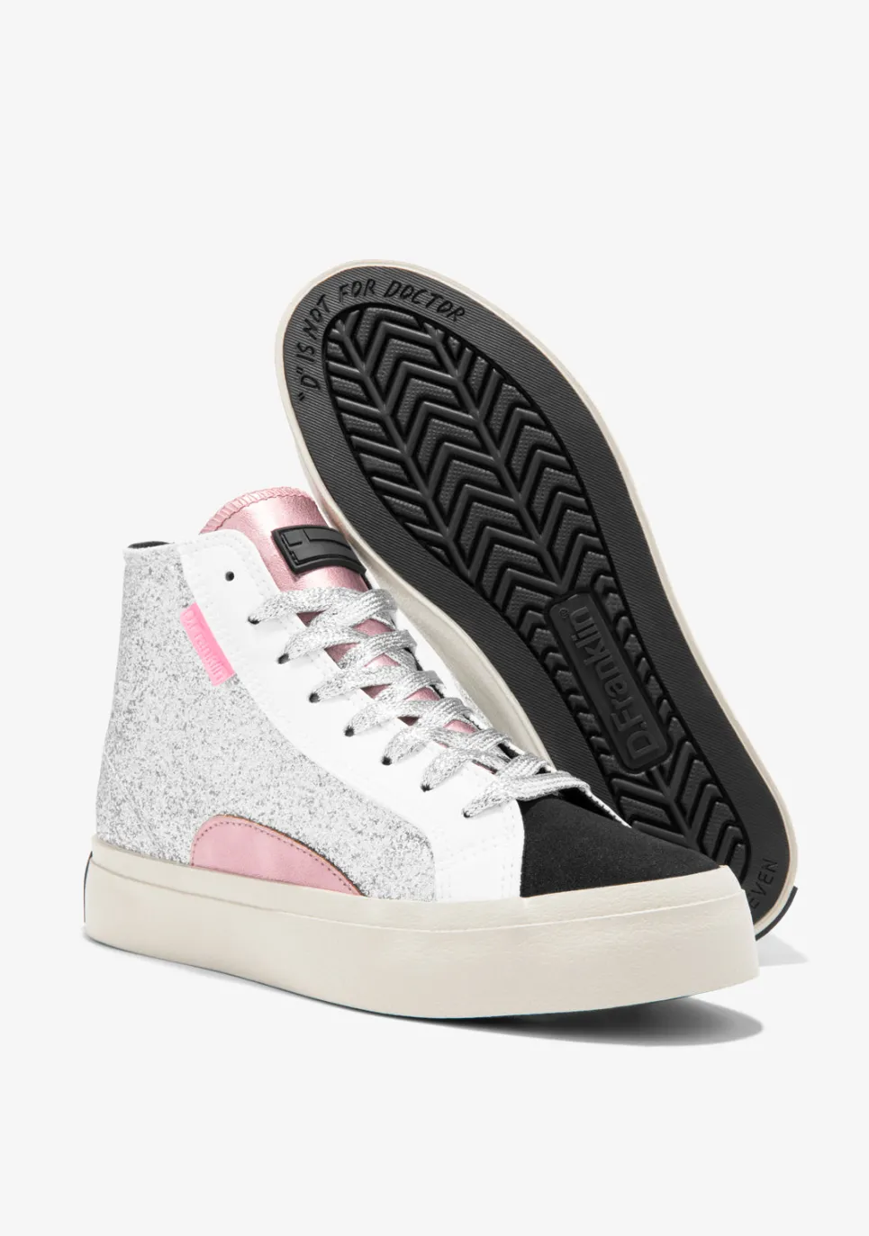 D.Franklin Half Moon High Glitter Silver|Damen Sneakers
