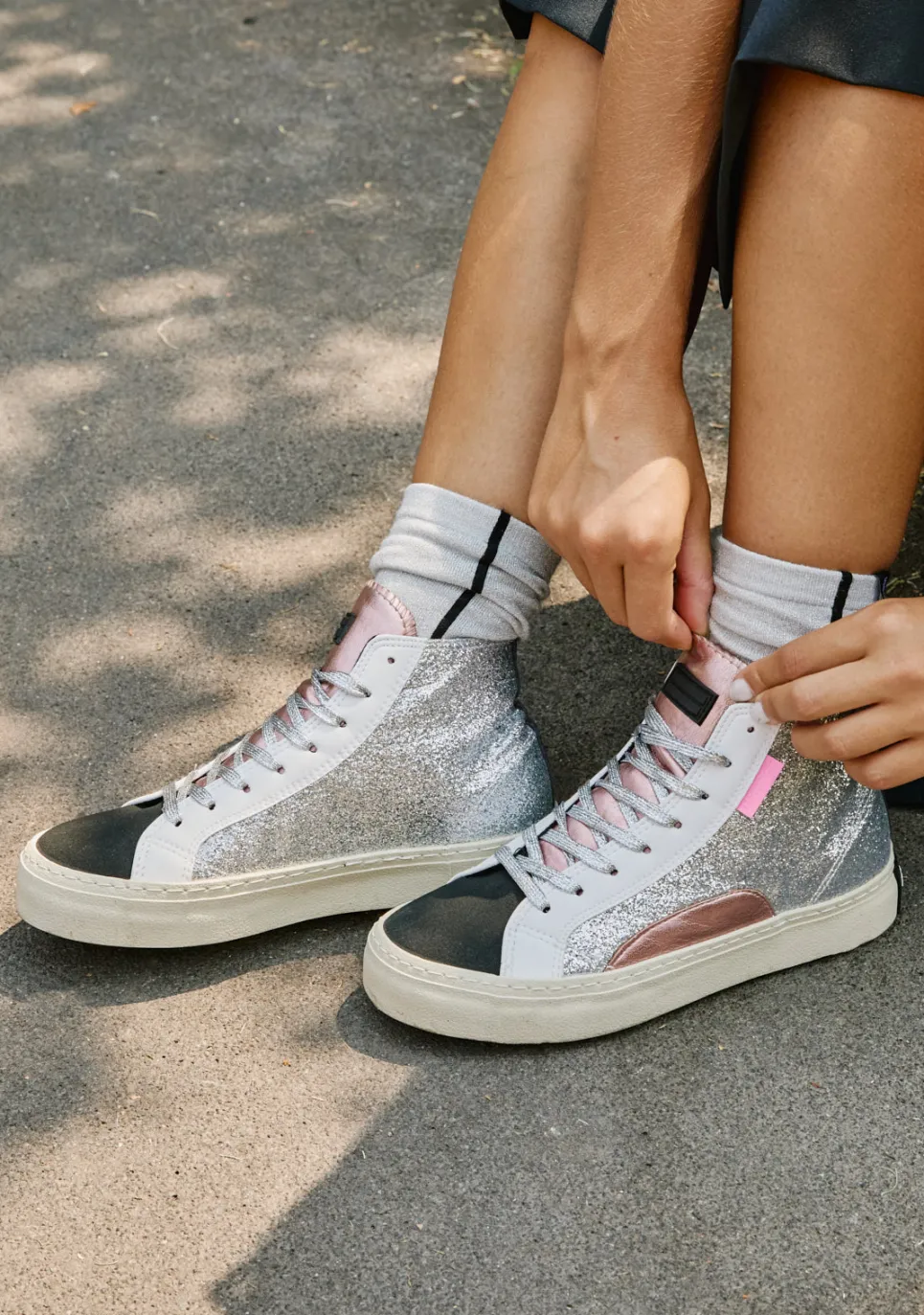 D.Franklin Half Moon High Glitter Silver|Damen Sneakers
