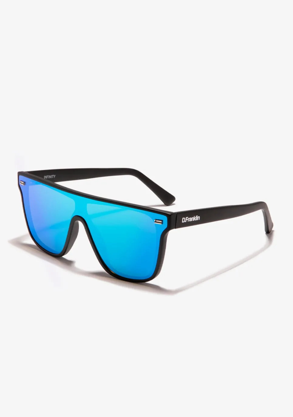 D.Franklin Infinity Matt Black / Blue Revo|Damen Eckige Sonnenbrillen|Eckige Sonnenbrillen