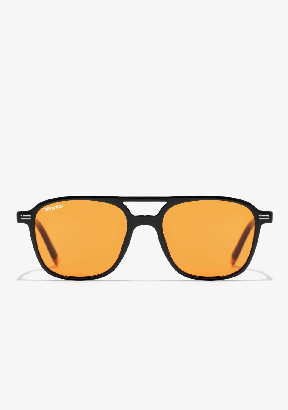 D.Franklin Jackson Square Shiny Black / Orange|Damen Polarisierte Sonnenbrillen|Pilotenbrillen