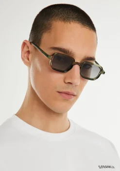 D.Franklin Jiggy Crystal Green / Smoke|Damen Polarisierte Sonnenbrillen|Eckige Sonnenbrillen