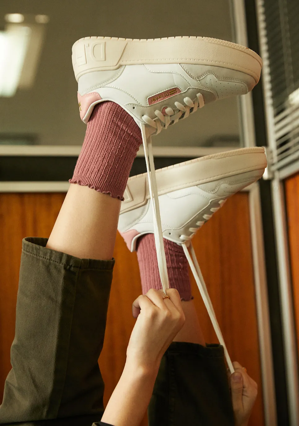D.Franklin Low Court Basic White / Pink|Damen Sneakers