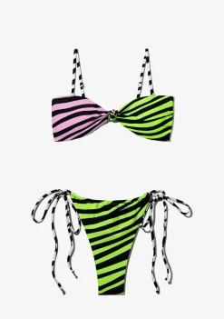 D.Franklin Maui Top Zebra Pink / Lime + Samoa Bottom Zebra Lime Bikini|Damen Bikinis Und Einteiler