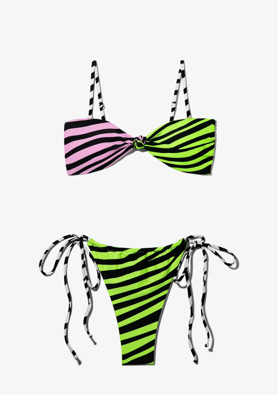 D.Franklin Maui Top Zebra Pink / Lime + Samoa Bottom Zebra Lime Bikini|Damen Bikinis Und Einteiler