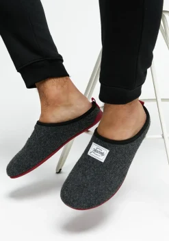 D.Franklin Mercredy Slipper Black / Bordeaux|Herren Hausschuhe