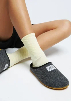D.Franklin Mercredy Slipper Black / Yellow|Damen Hausschuhe