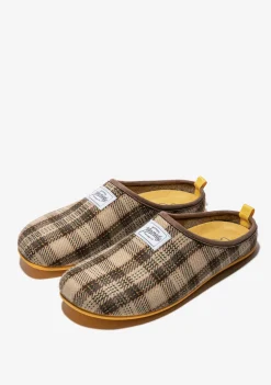 D.Franklin Mercredy Slipper Tartan Beige|Herren Hausschuhe