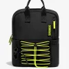D.Franklin Multi-Pocket Nylon Backpack Black + Custom Set Lime|Damen Rucksäcke|Backpack