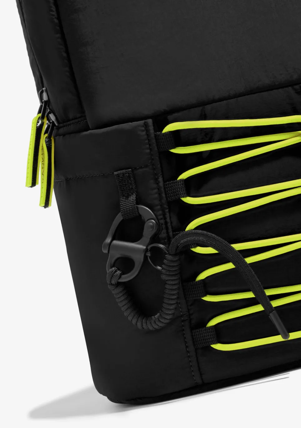 D.Franklin Multi-Pocket Nylon Backpack Black + Custom Set Lime|Damen Rucksäcke|Backpack