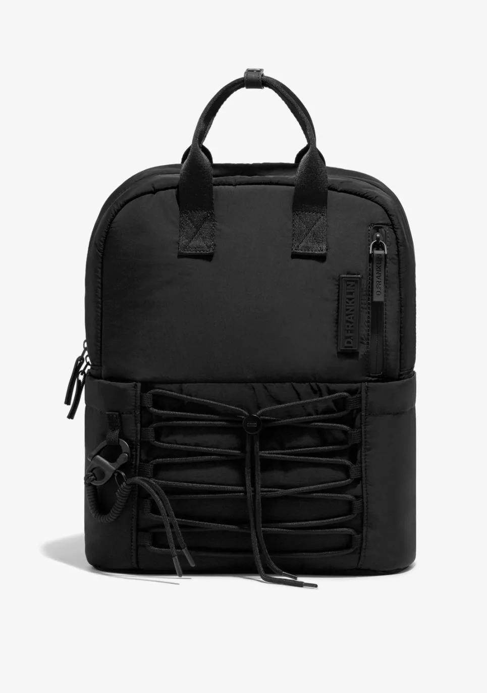 D.Franklin Multi-Pocket Nylon Backpack Black + Custom Set Lime|Damen Rucksäcke|Backpack