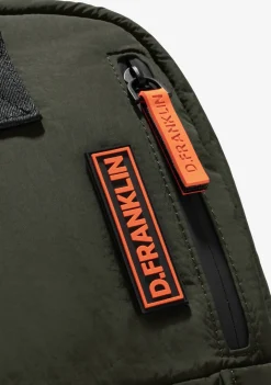 D.Franklin Multi-Pocket Nylon Backpack Green + Custom Set Orange|Damen Rucksäcke|Backpack