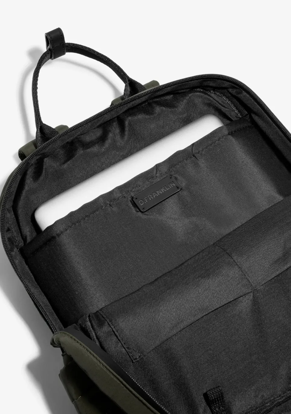 D.Franklin Multi-Pocket Nylon Backpack Green + Custom Set Orange|Damen Rucksäcke|Backpack
