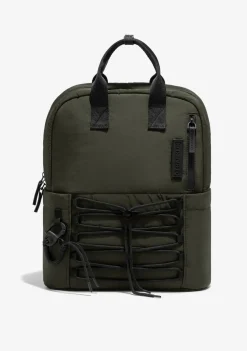 D.Franklin Multi-Pocket Nylon Backpack Green + Custom Set Orange|Damen Rucksäcke|Backpack