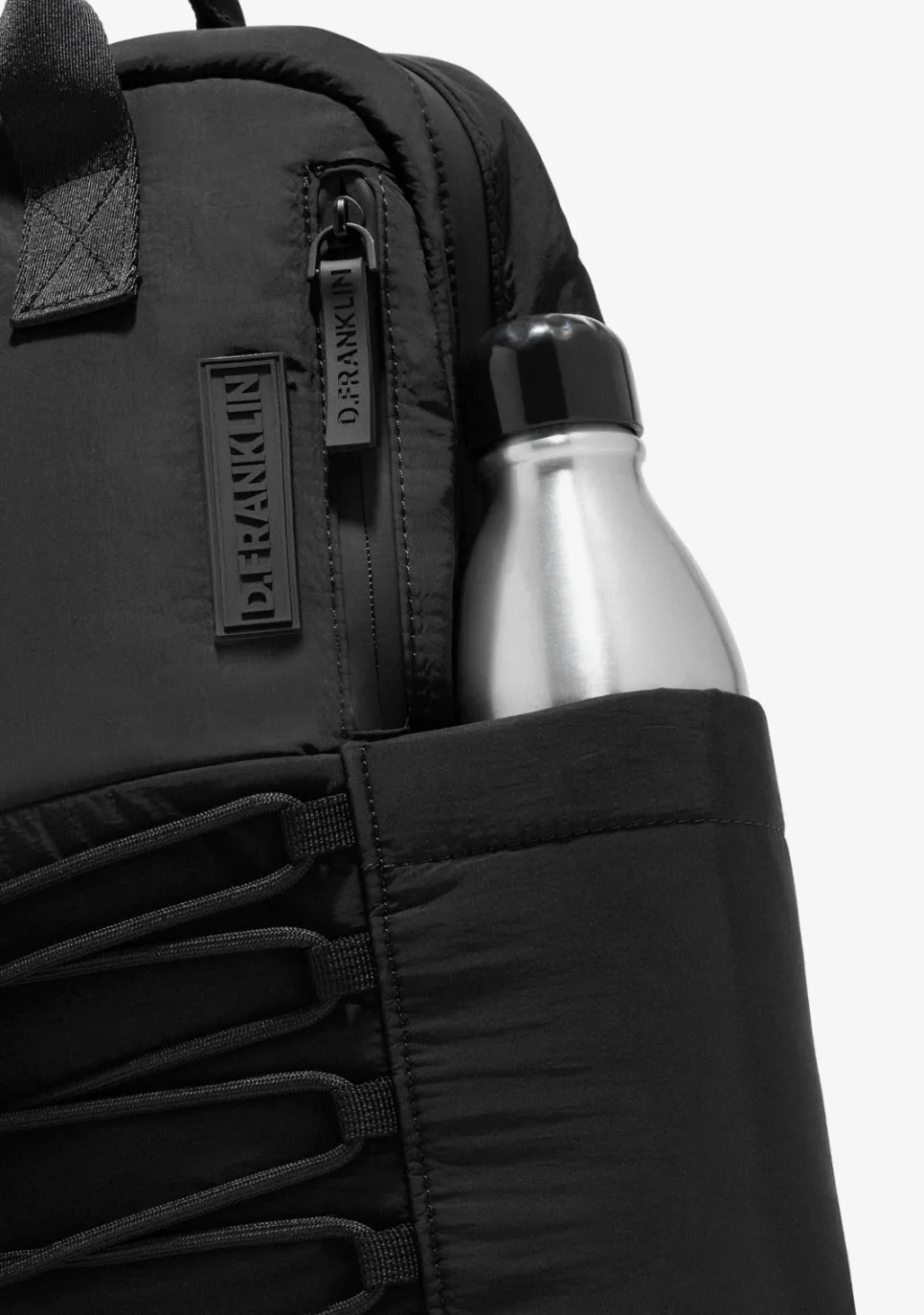 D.Franklin Multi-Pocket Nylon Backpack Black|Damen Rucksäcke|Backpack
