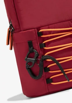 D.Franklin Multi-Pocket Nylon Backpack Red + Custom Set Orange|Damen Rucksäcke|Backpack