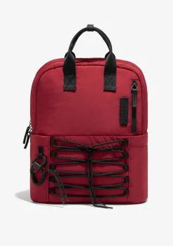 D.Franklin Multi-Pocket Nylon Backpack Red + Custom Set Orange|Damen Rucksäcke|Backpack