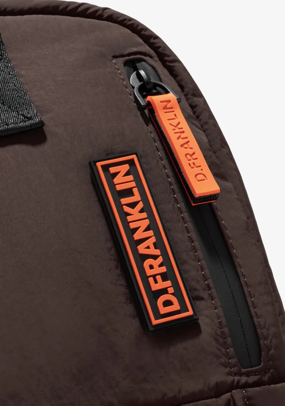 D.Franklin Multi-Pocket Nylon Backpack Brown + Custom Set Orange|Damen Rucksäcke|Backpack