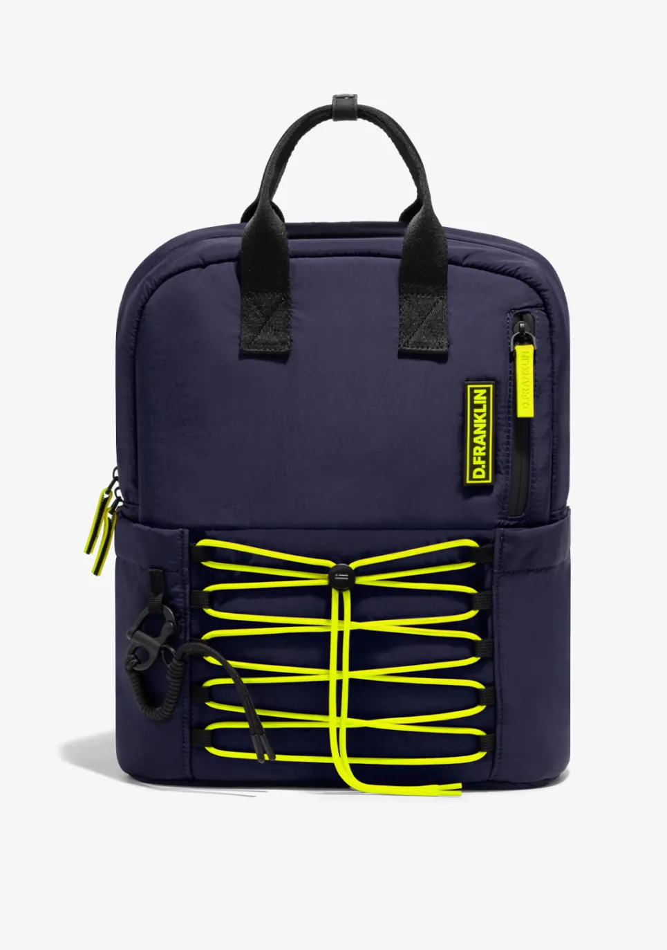 D.Franklin Multi-Pocket Nylon Backpack Navy + Custom Set Lime|Damen Rucksäcke|Backpack