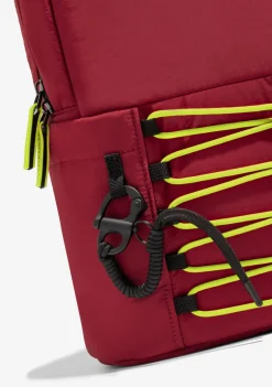 D.Franklin Multi-Pocket Nylon Backpack Red + Custom Set Lime|Damen Rucksäcke|Backpack
