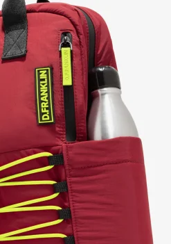 D.Franklin Multi-Pocket Nylon Backpack Red + Custom Set Lime|Damen Rucksäcke|Backpack