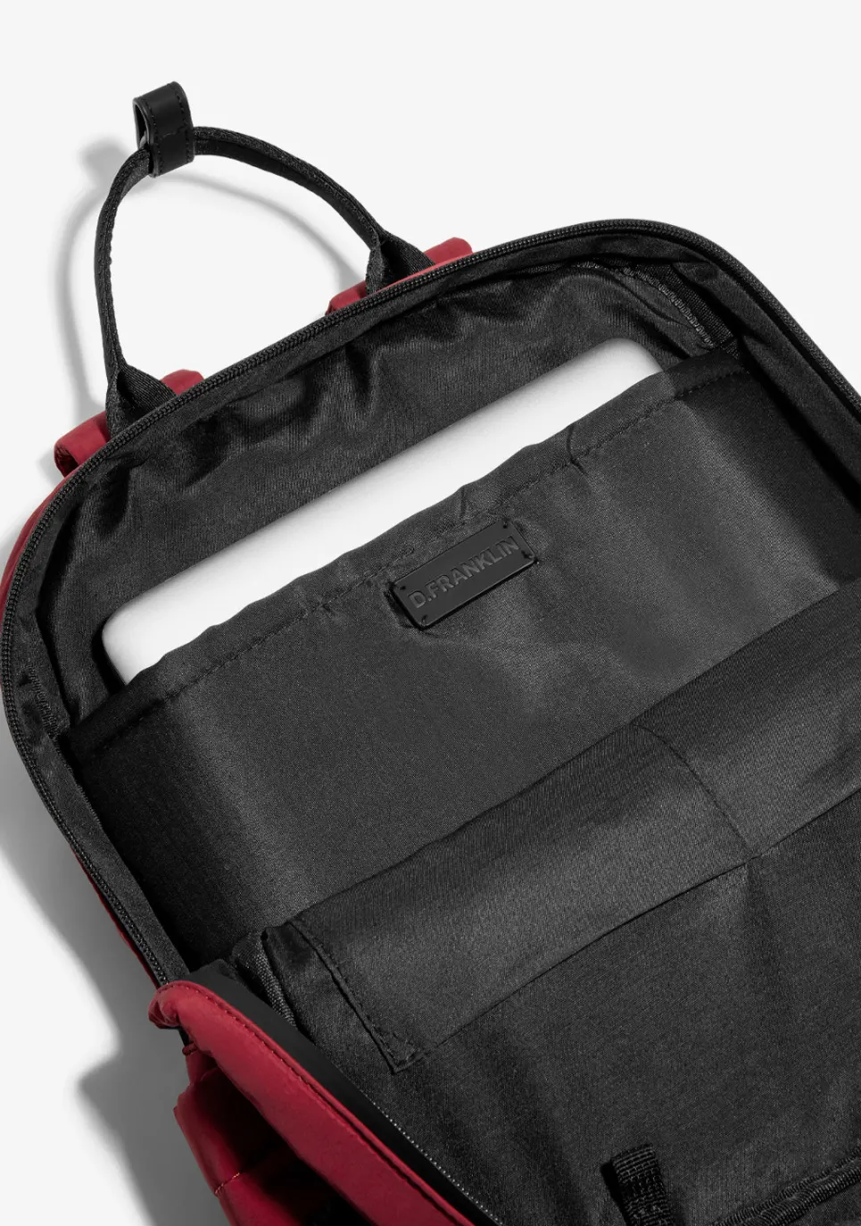 D.Franklin Multi-Pocket Nylon Backpack Red + Custom Set Lime|Damen Rucksäcke|Backpack