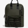 D.Franklin Multi-Pocket Nylon Backpack Green|Damen Rucksäcke|Backpack