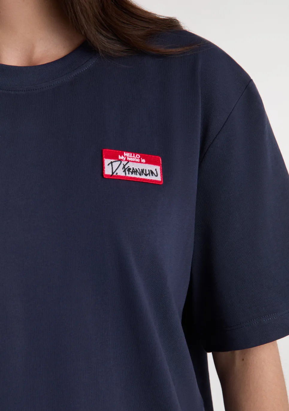 D.Franklin My Name Is Patch T-Shirt Navy|Damen T-Shirts|T-Shirts