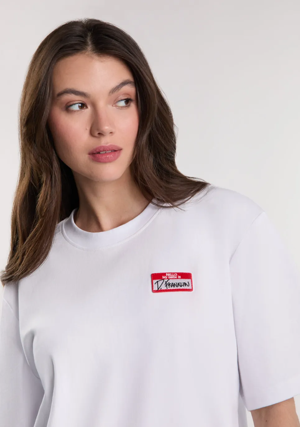 D.Franklin My Name Is Patch T-Shirt White|Damen T-Shirts|T-Shirts