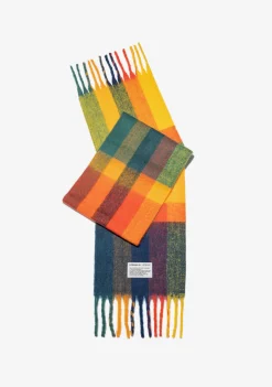 D.Franklin Nordic Bomb Plaid Scarf Yellow / Multi|Damen Mützen, Schals Und Handschuhe