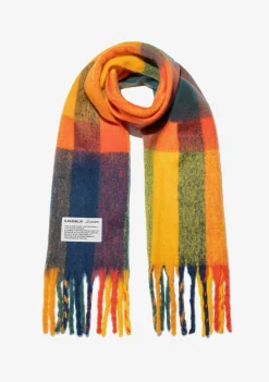 D.Franklin Nordic Bomb Plaid Scarf Yellow / Multi|Damen Mützen, Schals Und Handschuhe